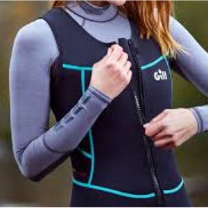 Hevto Black Teal Women’s WetSuit XXL Zippered Closure Neoprene 90% Nylon 10%